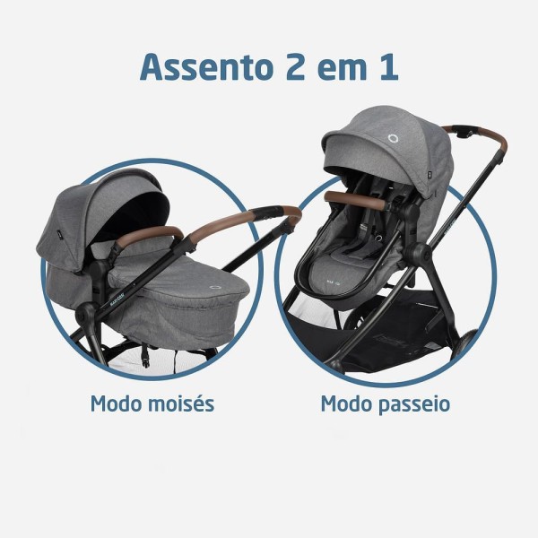 Encontraproduto.com.br - Carrinho com Bebê Conforto e Base Travel System Anna³ Trio Select Grey - Maxi-Cosi