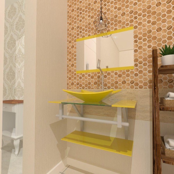 Gabinete de Vidro San Marino 60cm Ac Amarelo