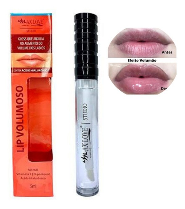Max Love gloss lip volumoso com ácido hialurônico cor incolor
