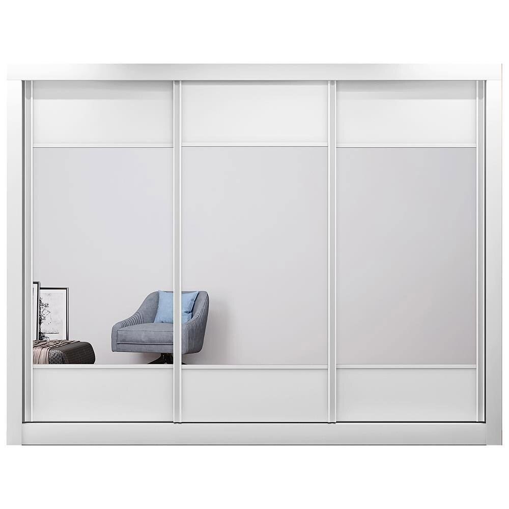 Guarda-Roupa Malibu Com Espelho, 3 Portas, 6 Gavetas, 9 Prateleiras Made Marcs Branco