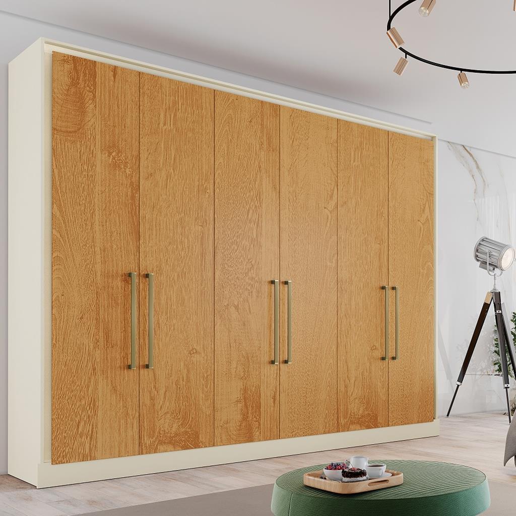 Guarda Roupa 100% MDF 6 Portas Argos Made Marcs Off White/Peroba
