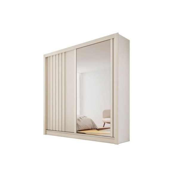 Encontraproduto.com.br - Guarda-roupa Made Marcs Lugano 2 Portas De Correr 4 Gavetas 1 Ripada 1 Espelhada Off White 100% Mdf