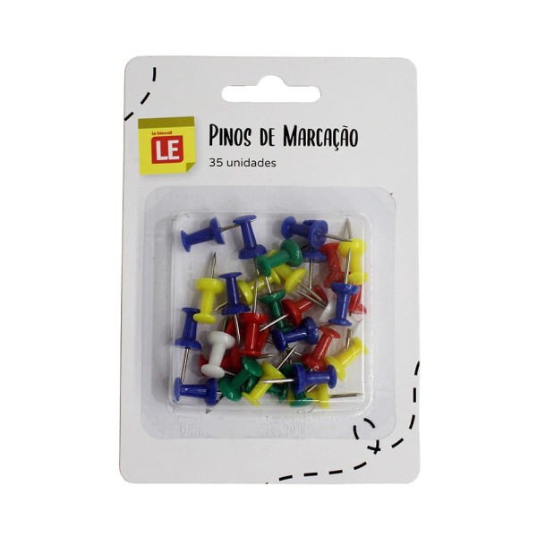 Encontraproduto.com.br - Alfinete Pino de Marcação Le Colorido com 35 Unidades