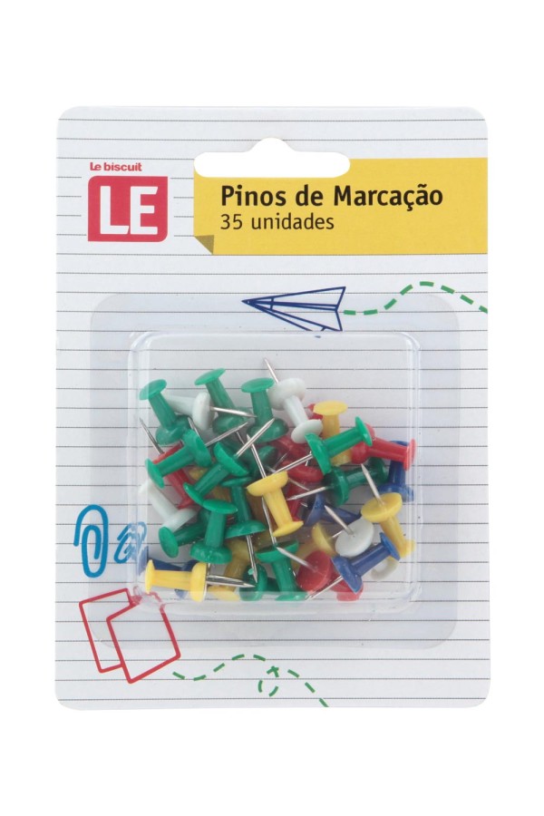 Encontraproduto.com.br - Alfinete Pino de Marcação Le Colorido com 35 Unidades