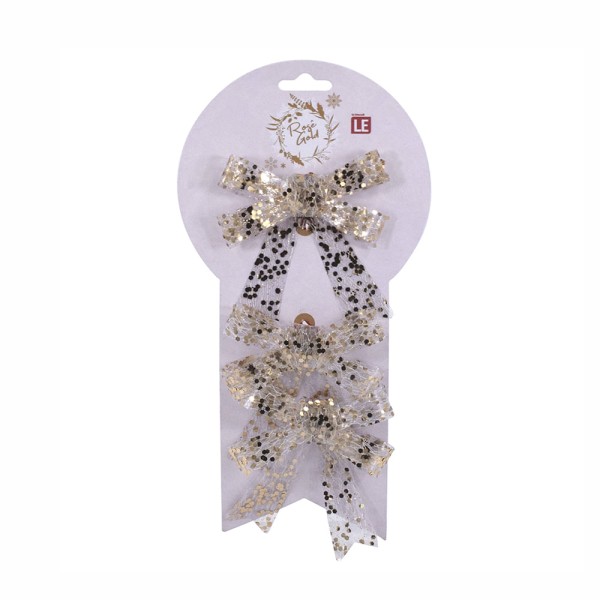 Encontraproduto.com.br - Laço Natal Le Brilho 10cm com 3 Unidades Rosé Gold