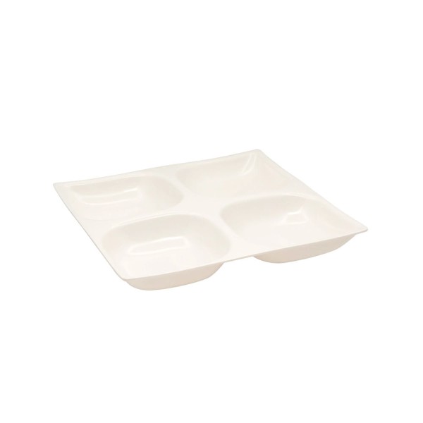 Encontraproduto.com.br - Petisqueira em Melamina Le 26cm com 4 Divisórias Branca