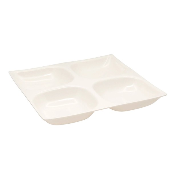 Encontraproduto.com.br - Petisqueira em Melamina Le 26cm com 4 Divisórias Branca