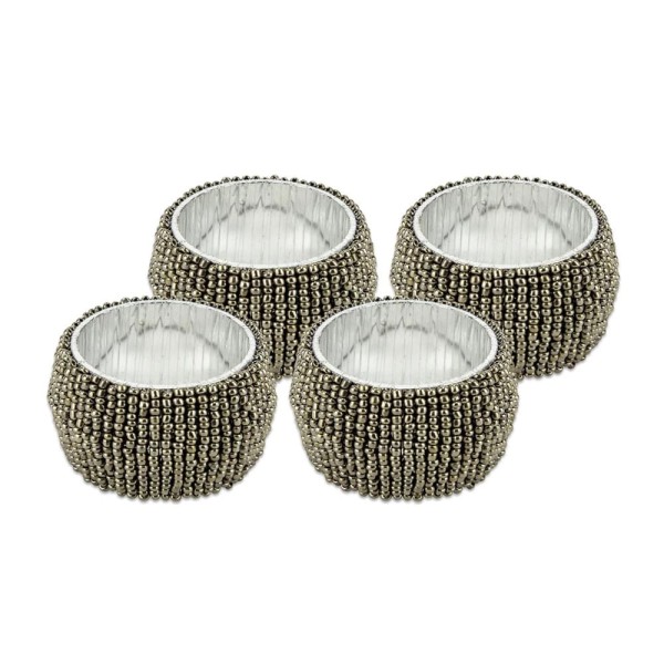 Encontraproduto.com.br - Kit Argola para Guardanapo Le Miçanga Prata 4 Unidades
