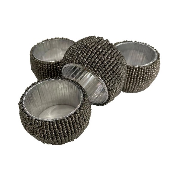 Encontraproduto.com.br - Kit Argola para Guardanapo Le Miçanga Prata 4 Unidades