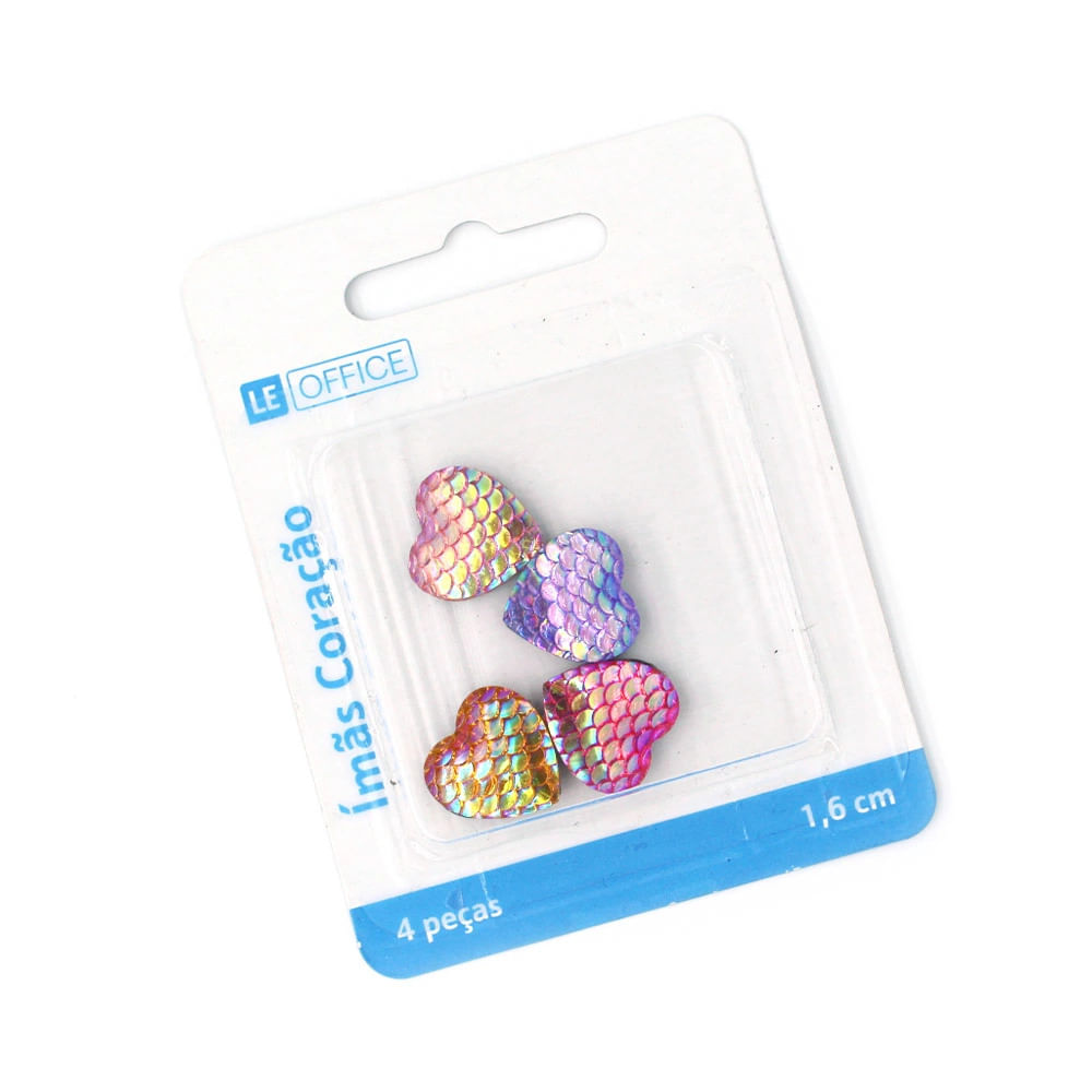 Encontraproduto.com.br - Ímã Magnetico Le Coração Escama 1.6cm com 4 Unidades Mutlticor