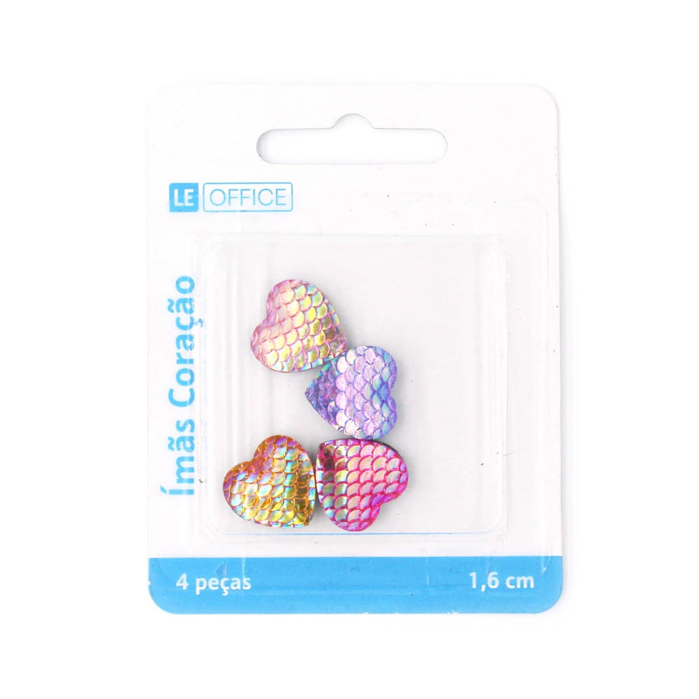 Encontraproduto.com.br - Ímã Magnetico Le Coração Escama 1.6cm com 4 Unidades Mutlticor