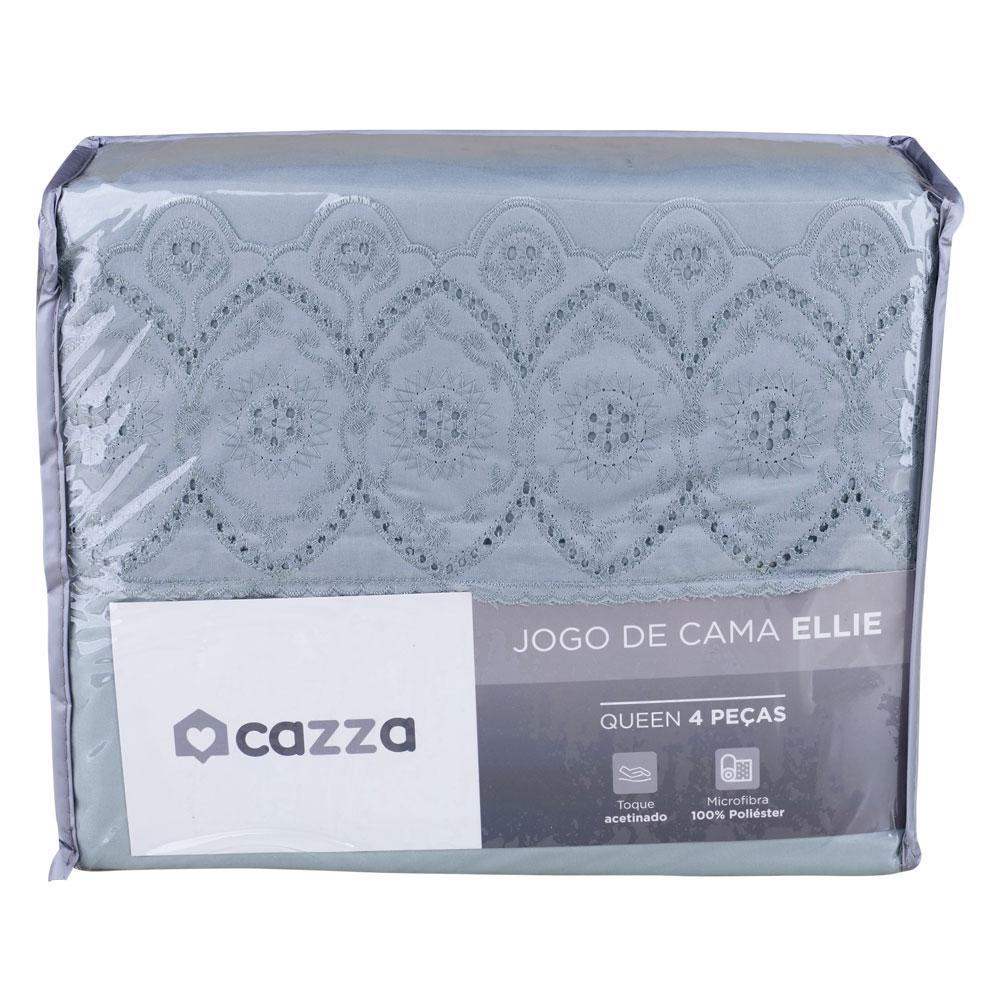 Jogo de Cama Queen 4 Peças Microfibra Bordado Inglês Cazza Ellie Fendi