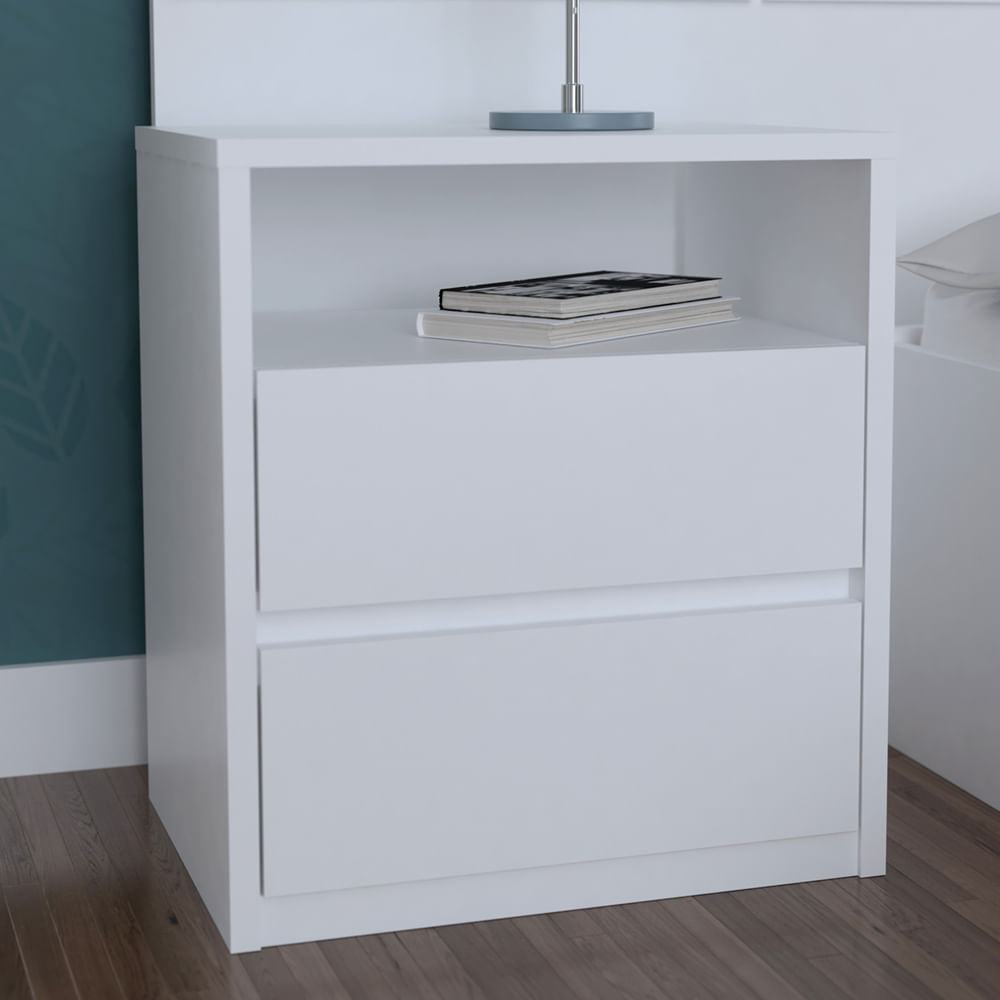 Mesa de Cabeceira 2 Gavetas 807 Branco Foscarini