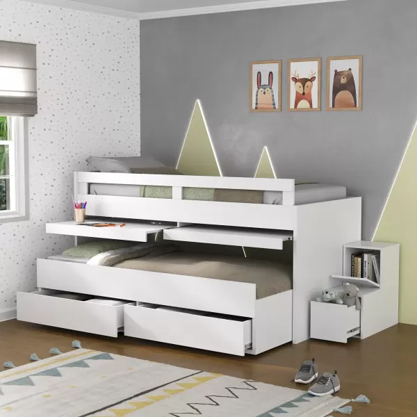 Encontraproduto.com.br - Beliche Baixo 2 Gavetas 2 Escrivaninhas 11910 Branco Foscarini