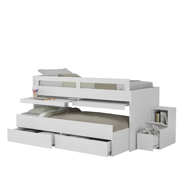 Encontraproduto.com.br - Beliche Baixo 2 Gavetas 2 Escrivaninhas 11910 Branco Foscarini
