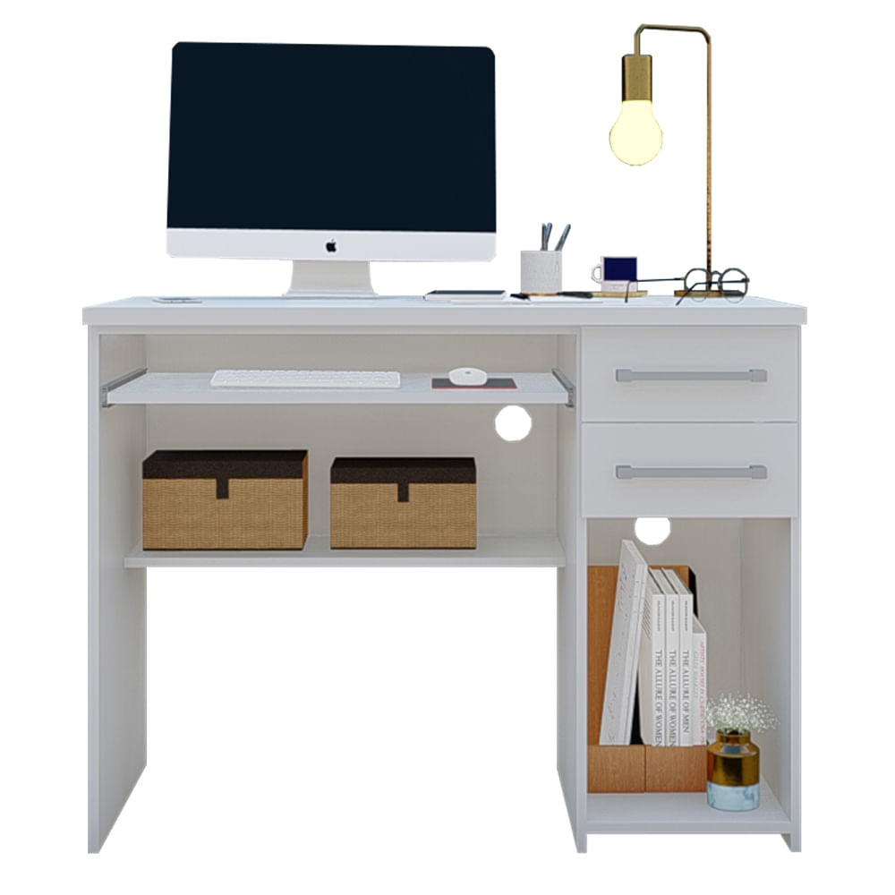Mesa para Computador 2 Gavetas 9665 Branco Foscarini