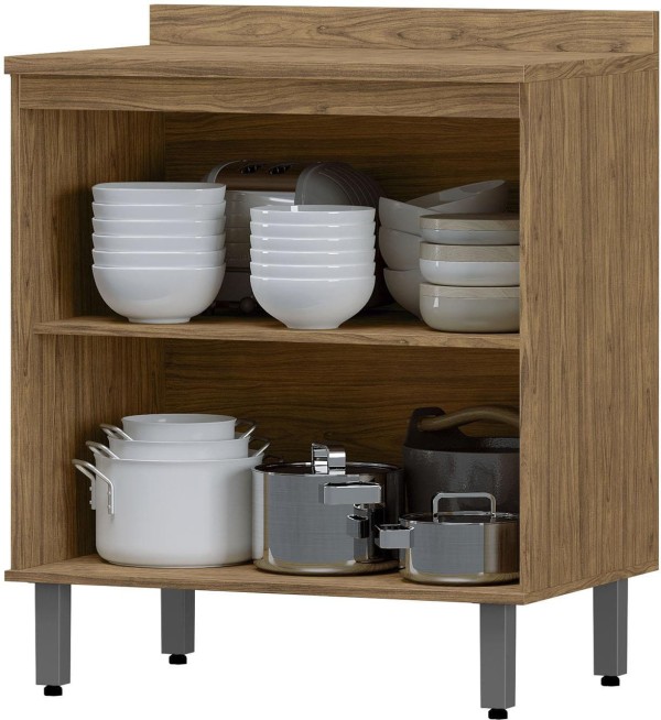 Encontraproduto.com.br - Balcão 80cm 2 Portas 100% Mdf Toscana Mx Moveis BTO02 Freijó e Nero