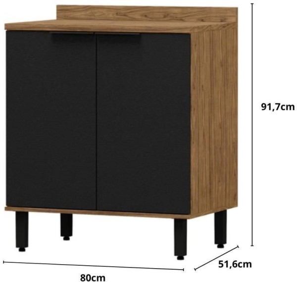 Encontraproduto.com.br - Balcão 80cm 2 Portas 100% Mdf Toscana Mx Moveis BTO02 Freijó e Nero