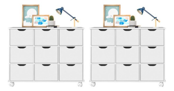 Encontraproduto.com.br - Kit 2 Nichos Organizadores com Rodízios Toys Q01 Branco