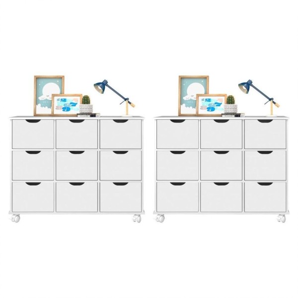 Encontraproduto.com.br - Kit 2 Nichos Organizadores com Rodízios Toys Q01 Branco