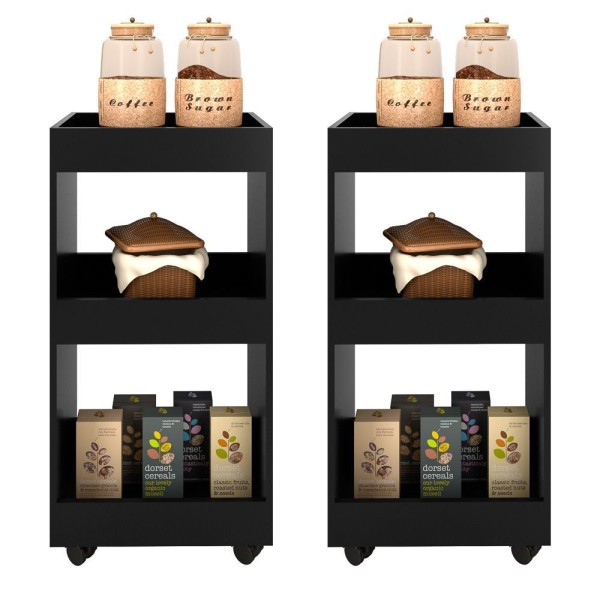Encontraproduto.com.br - Kit 2 Armários Multiuso para Cozinha Mpozenato Preto