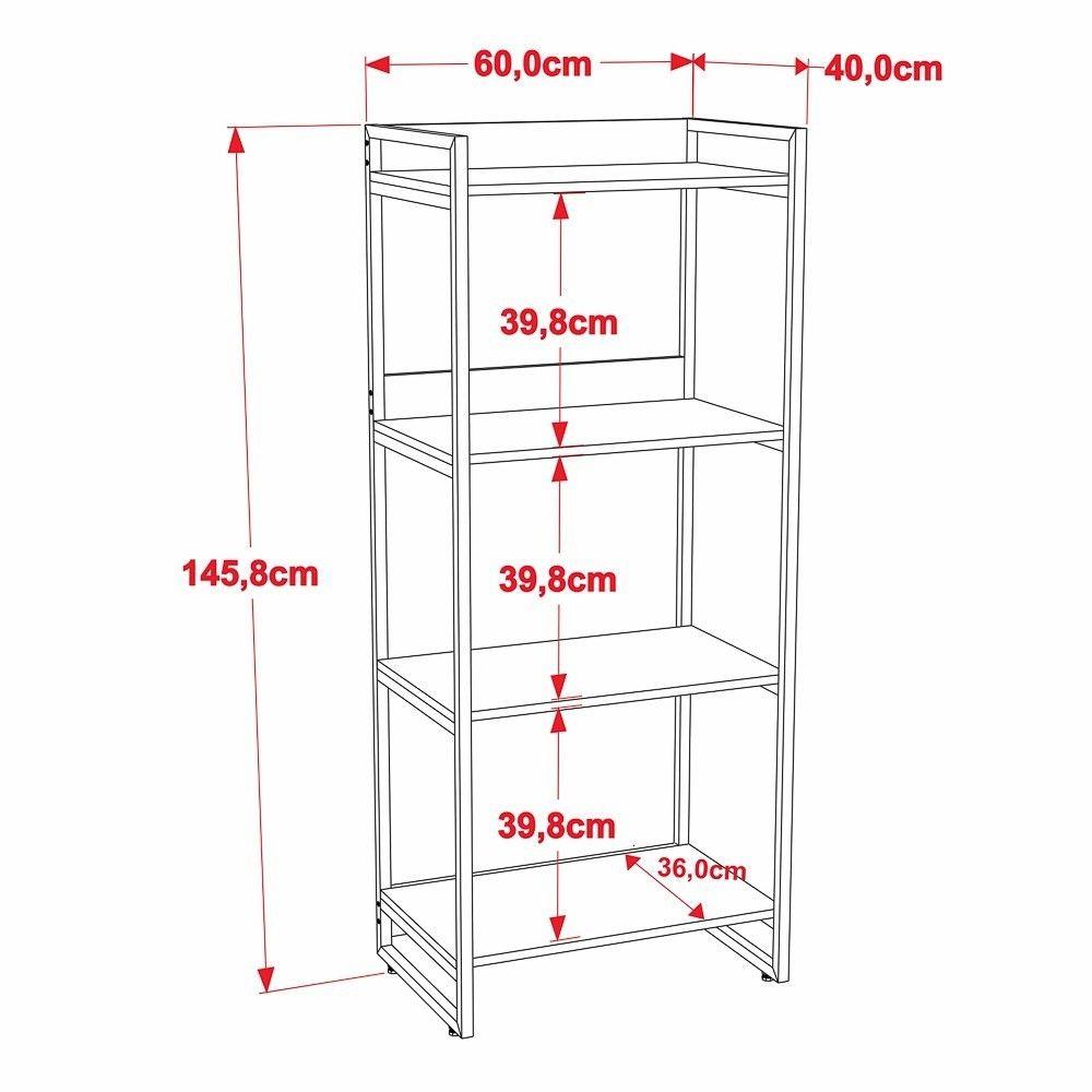 Encontraproduto.com.br - Estante Estilo Industrial 60cm 4 Prateleiras C08 Preto Onix