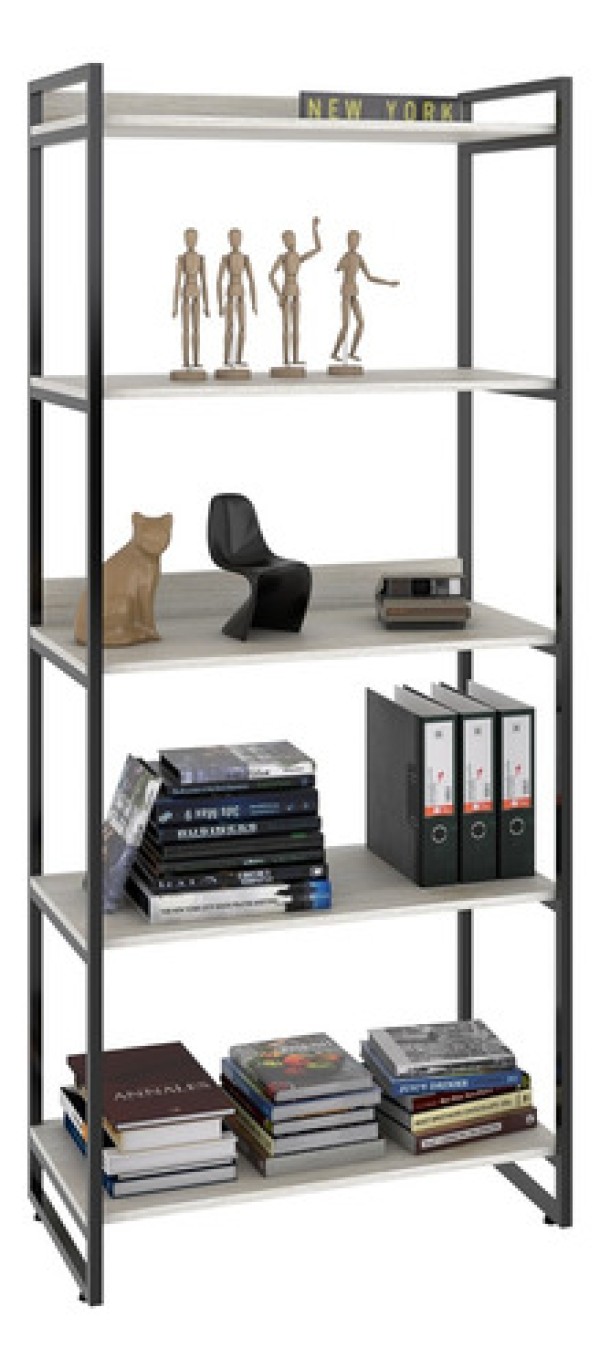Encontraproduto.com.br - Estante Estilo Industrial 80cm 5 Prateleiras C08 Snow