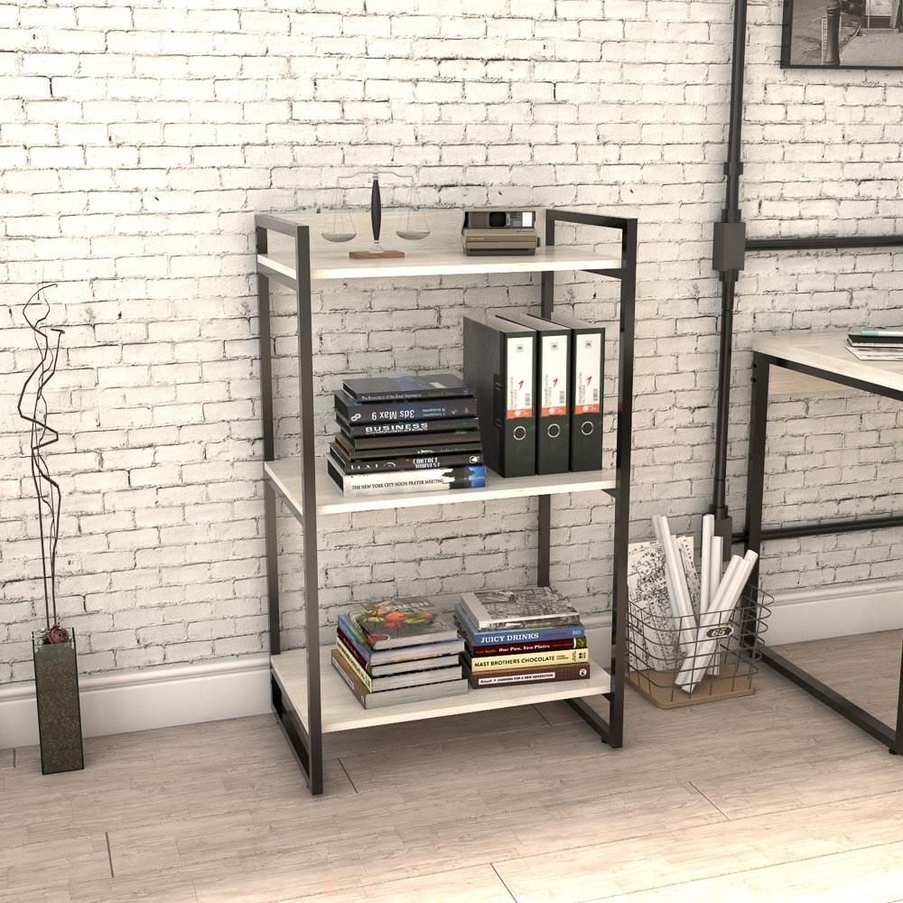 Encontraproduto.com.br - Kit 3 Estantes Estilo Industrial 60cm 3 Prateleiras Snow