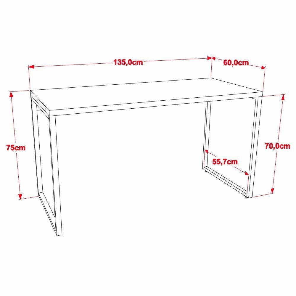 Encontraproduto.com.br - Kit Escritório Estilo Industrial Mesa 135cm e Estante Snow