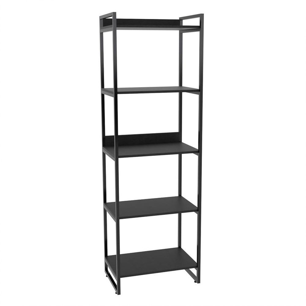 Encontraproduto.com.br - Kit 3 Estantes Livreiro Multiuso Prisma Estilo Industrial 60cm 5 Prateleiras C08 Preto Onix
