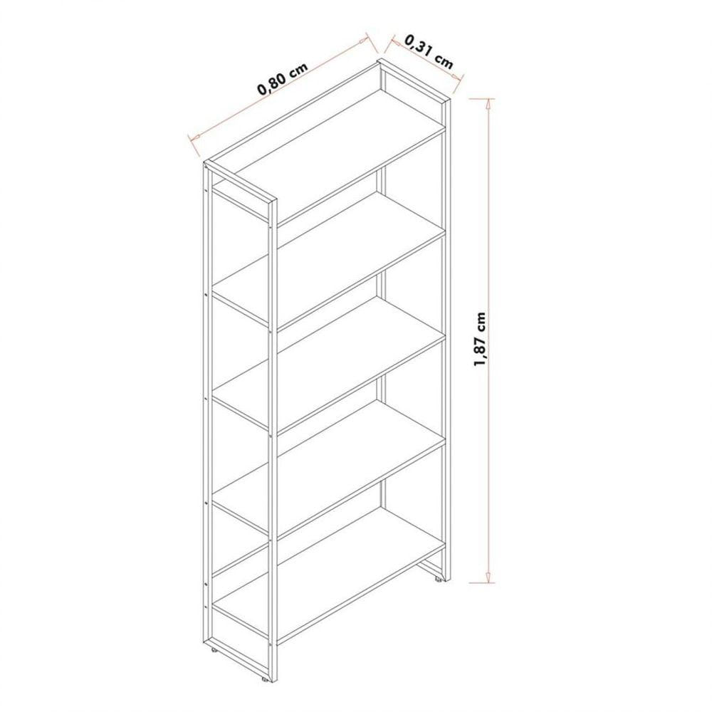 Encontraproduto.com.br - Kit Escritório 1 Mesa em L e 2 Estantes Industrial Branco