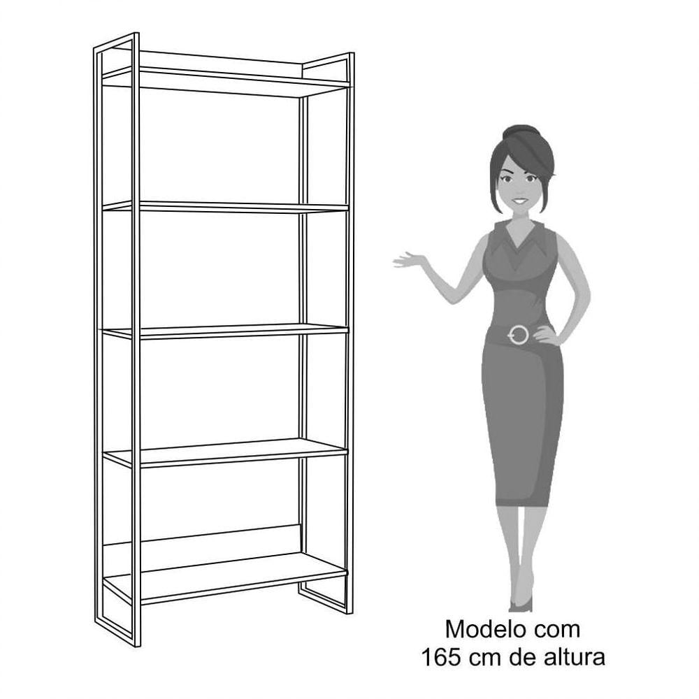 Encontraproduto.com.br - Kit Escritório 1 Mesa em L e 2 Estantes Industrial Branco