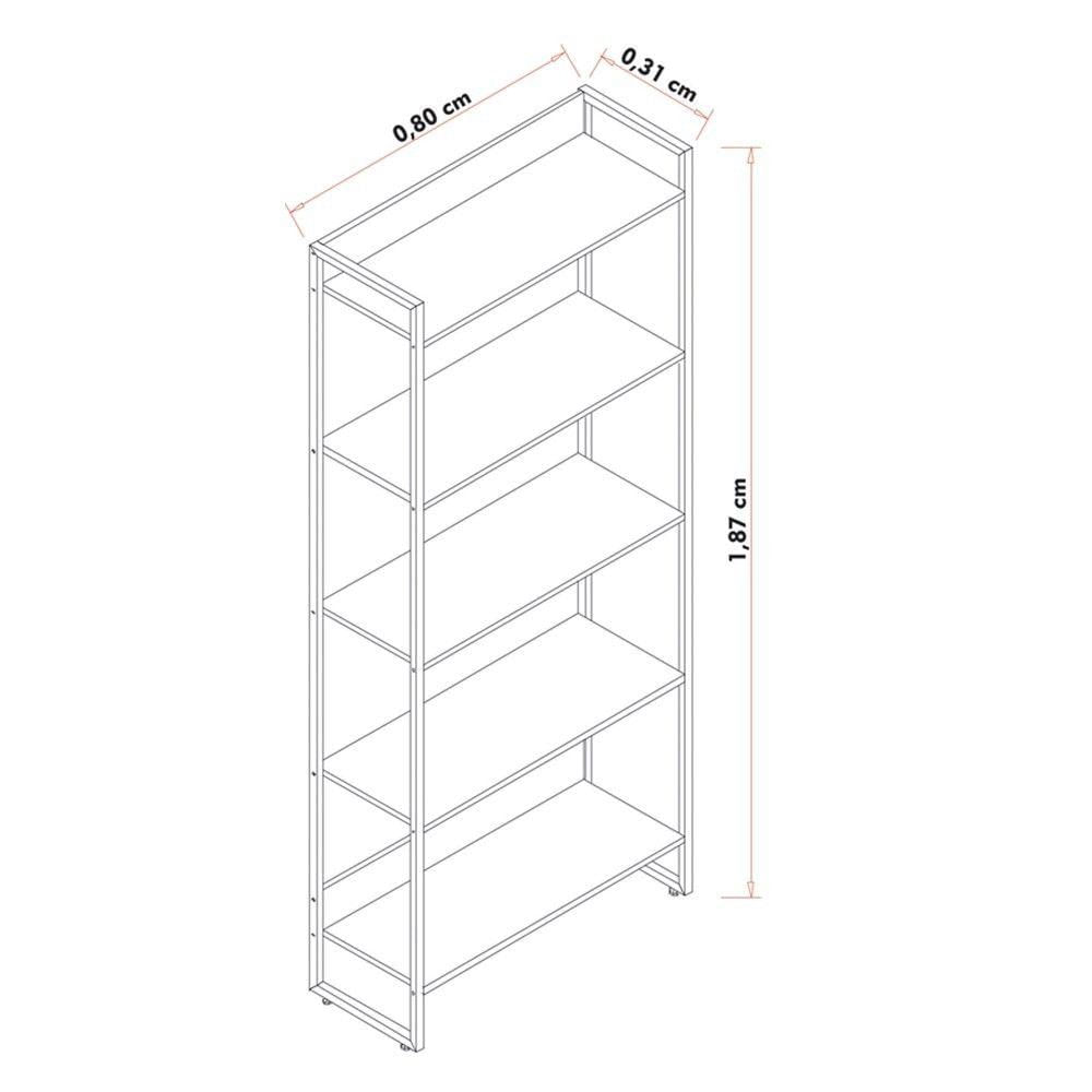 Encontraproduto.com.br - Kit Escritório 1 Mesa em L e 2 Estantes Industrial Branco