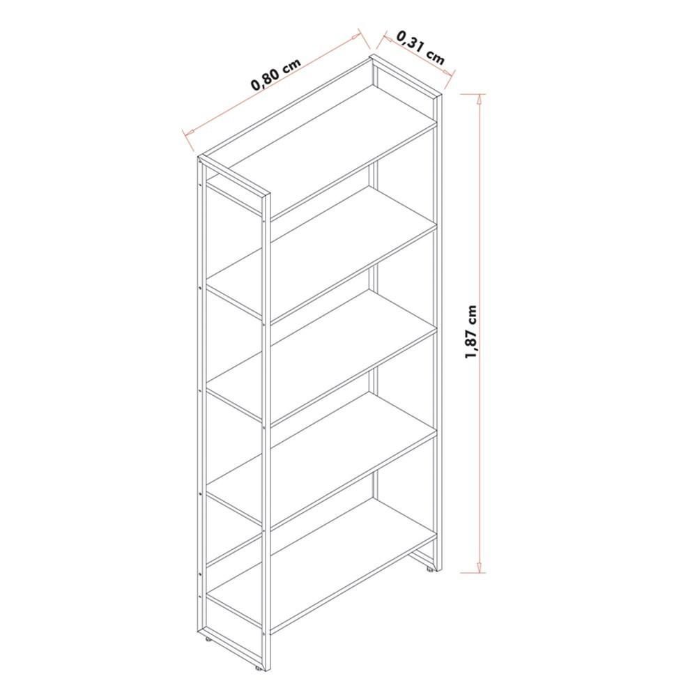 Encontraproduto.com.br - Kit Escritório 1 Mesa em L e 2 Estantes Industrial Branco