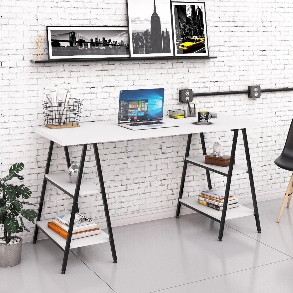 Encontraproduto.com.br - Mesa Escrivaninha 150cm Estilo Industrial Prisma Chess