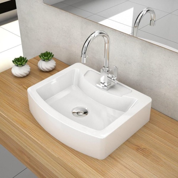 Encontraproduto.com.br - Cuba Pia De Apoio Para Banheiro Retangular Aria Rt41 C08 Branco