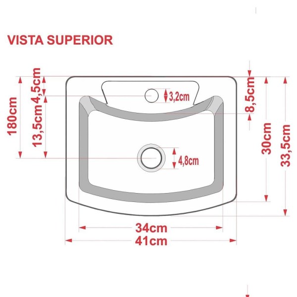 Encontraproduto.com.br - Cuba Pia De Apoio Para Banheiro Retangular Aria Rt41 C08 Branco