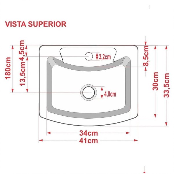 Encontraproduto.com.br - Cuba Pia De Apoio Para Banheiro Retangular Aria Rt41 C08 Branco