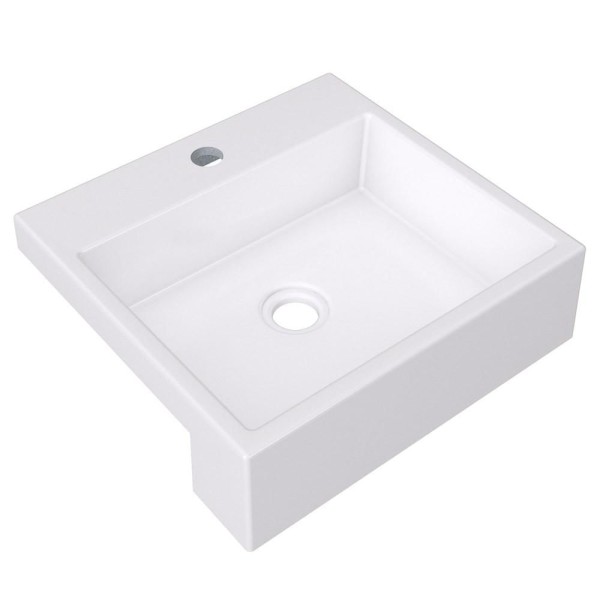Encontraproduto.com.br - Cuba Pia Semi Encaixe Para Banheiro Quadrada Kuad 395 C08 Branco - Mpozenato