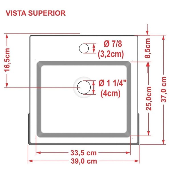 Encontraproduto.com.br - Cuba Pia Semi Encaixe Para Banheiro Quadrada Kuad 395 C08 Branco - Mpozenato