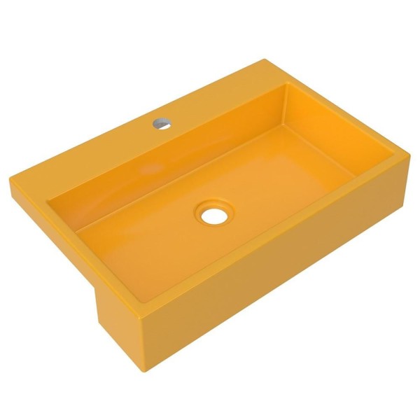 Encontraproduto.com.br - Cuba Pia Semi Encaixe Para Banheiro Retangular 54Cm Xrt C08 Amarelo - Mpozenato