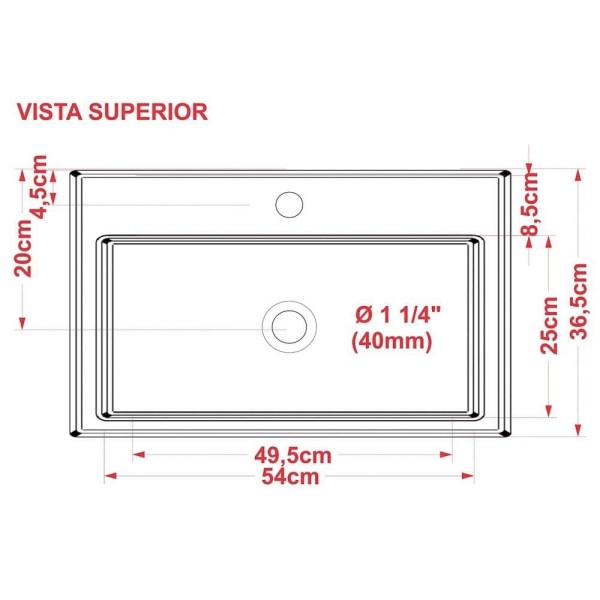 Encontraproduto.com.br - Cuba Pia Semi Encaixe Para Banheiro Retangular 54cm Xrt Rosa