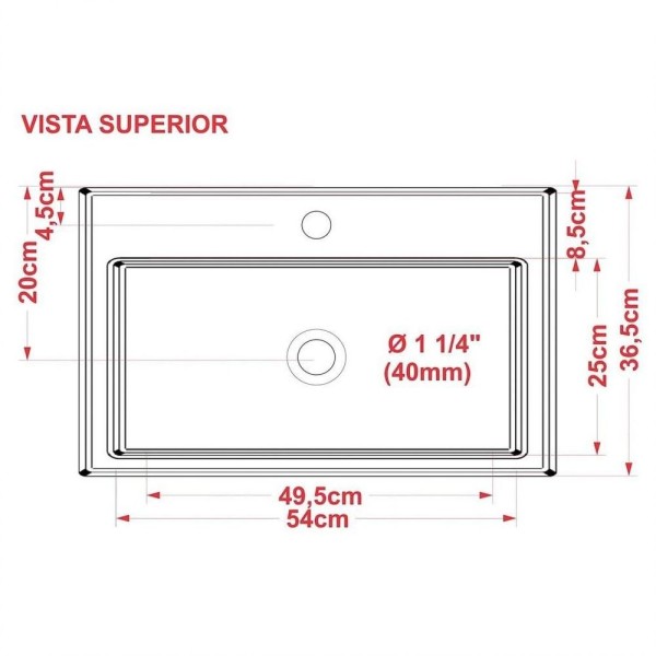 Encontraproduto.com.br - Cuba Pia Semi Encaixe Para Banheiro Retangular 54cm Xrt Rosa