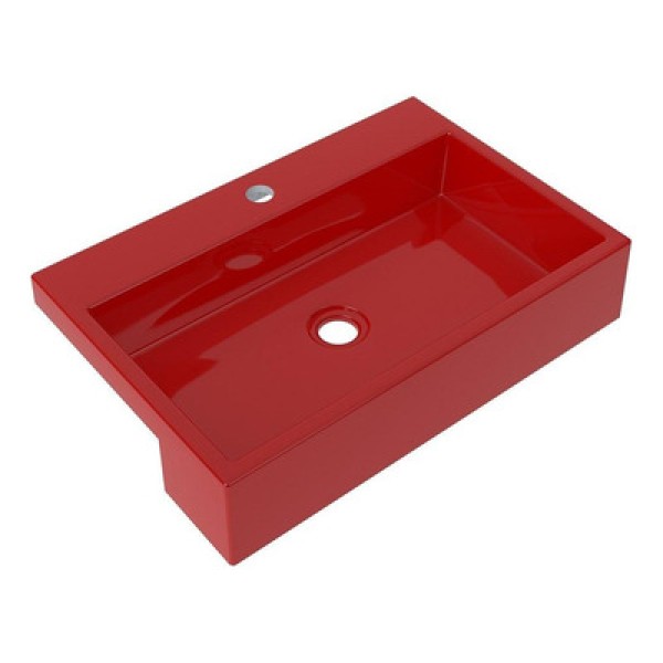 Encontraproduto.com.br - Cuba Pia Semi Encaixe Para Banheiro Retangular 54cm Xrt C08 Vermelho