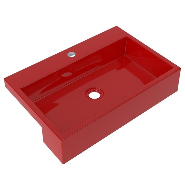 Encontraproduto.com.br - Cuba Pia Semi Encaixe Para Banheiro Retangular 54cm Xrt C08 Vermelho
