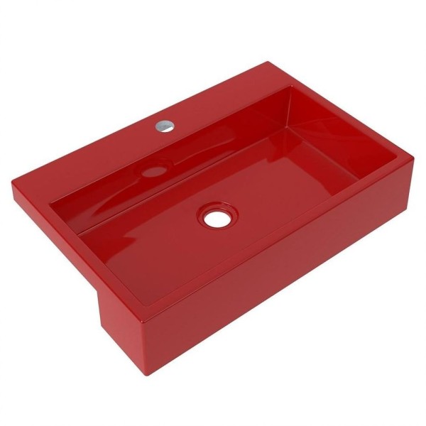 Encontraproduto.com.br - Cuba Pia Semi Encaixe Para Banheiro Retangular 54cm Xrt C08 Vermelho