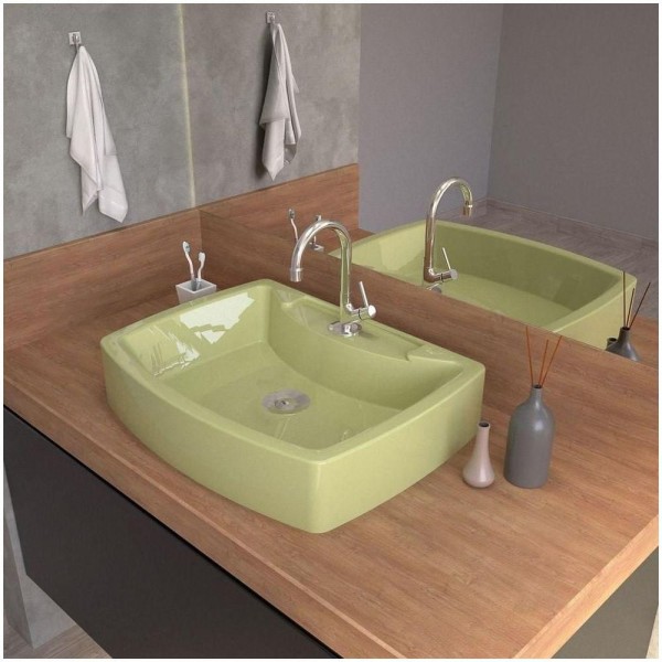 Encontraproduto.com.br - Cuba Pia De Apoio Para Banheiro Retangular Aria Rt50 Verde Acqua C08