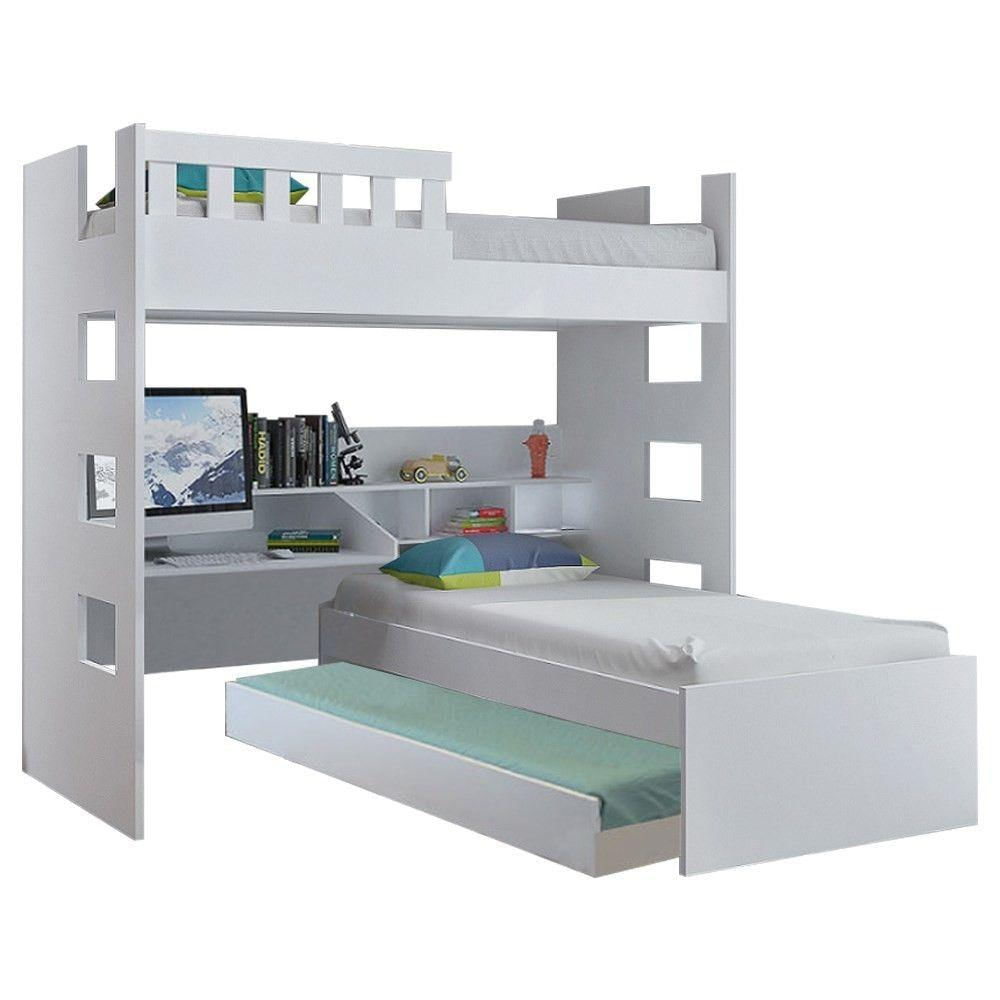 Encontraproduto.com.br - Treliche Multifuncional com Escrivaninha Branco Mpozenato