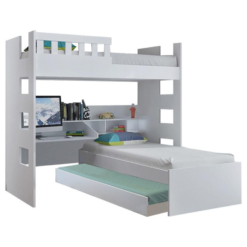 Encontraproduto.com.br - Treliche Multifuncional com Escrivaninha Branco Mpozenato