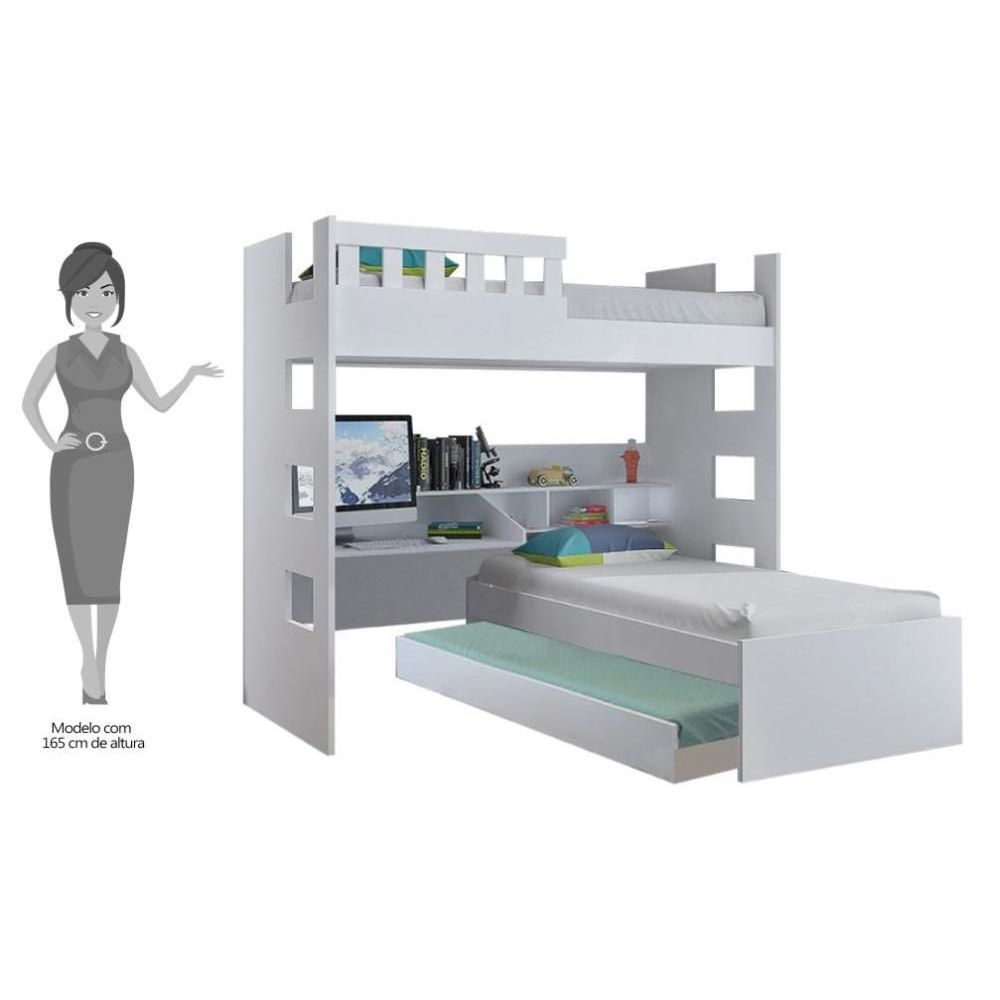 Encontraproduto.com.br - Treliche Multifuncional com Escrivaninha Branco Mpozenato
